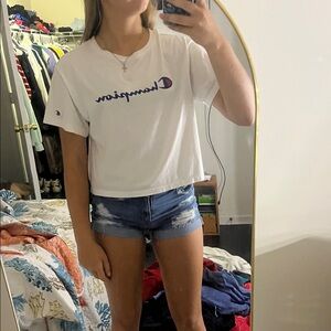 Champion White Crop Top with Logo